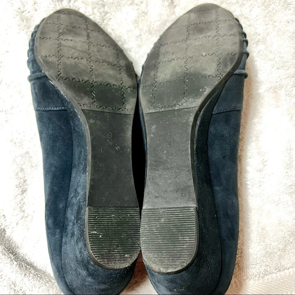 VANELI Women's Pewter Navy peep toe wedge Shimmer size 9N